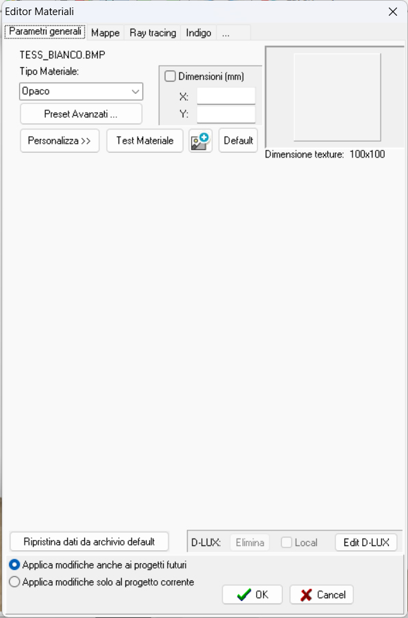 ArredoCAD material editor window