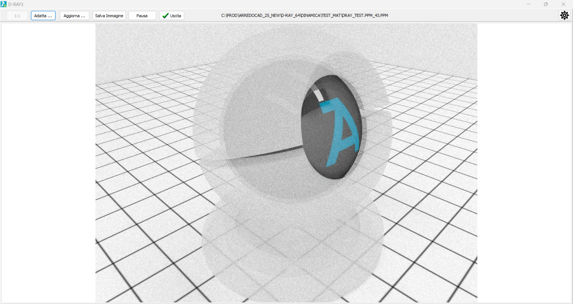 Example made with render D-RAY of a transparent material in ArredoCAD.