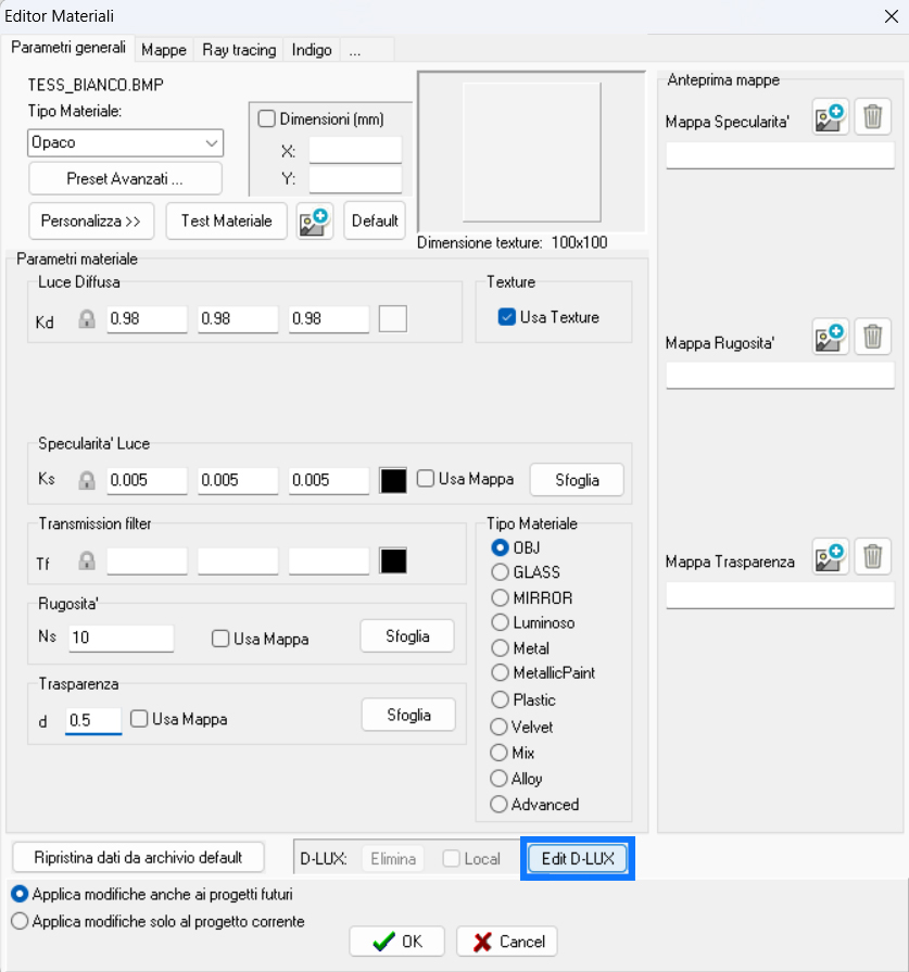 The section Edit D-LUX in ArredoCAD.